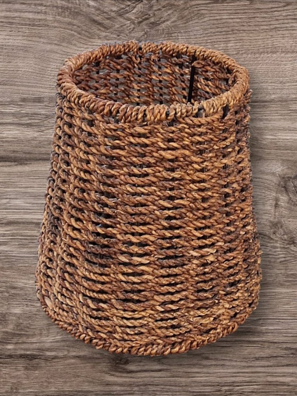 Handwoven Boho-Style Wicker/Rattan Empire Lamp Shade with Black Spider Fitter - Picture 3 of 6